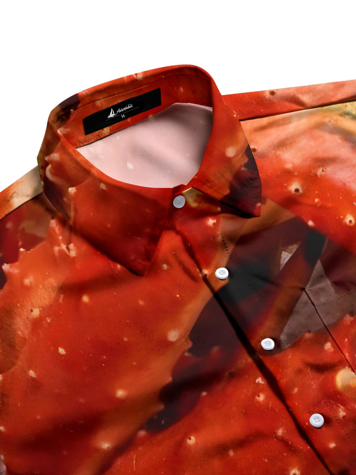 Crab Leg Print Men's Pocket Short Sleeve Shirts