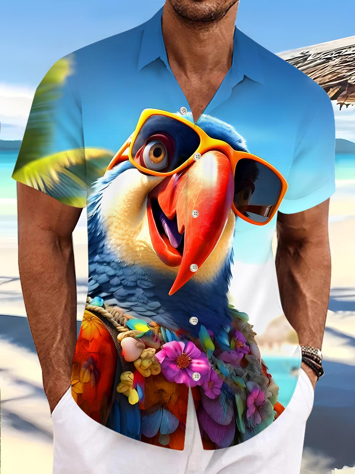 Hawaiian Parrot Men's Pocket Short Sleeve Shirts