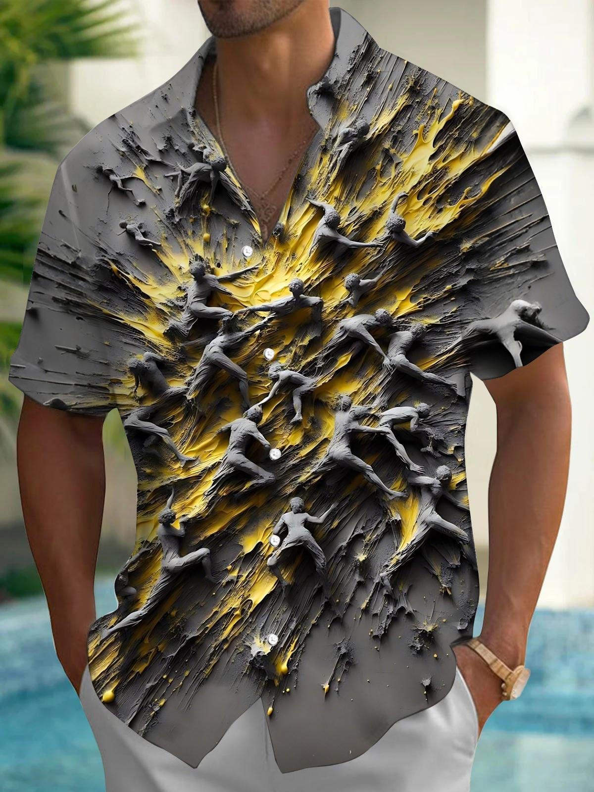 Art Print Men's Pocket Short Sleeve Shirts