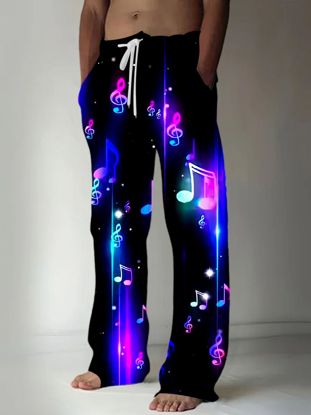 Musical Note Men's Casual Elastic Waist Pants