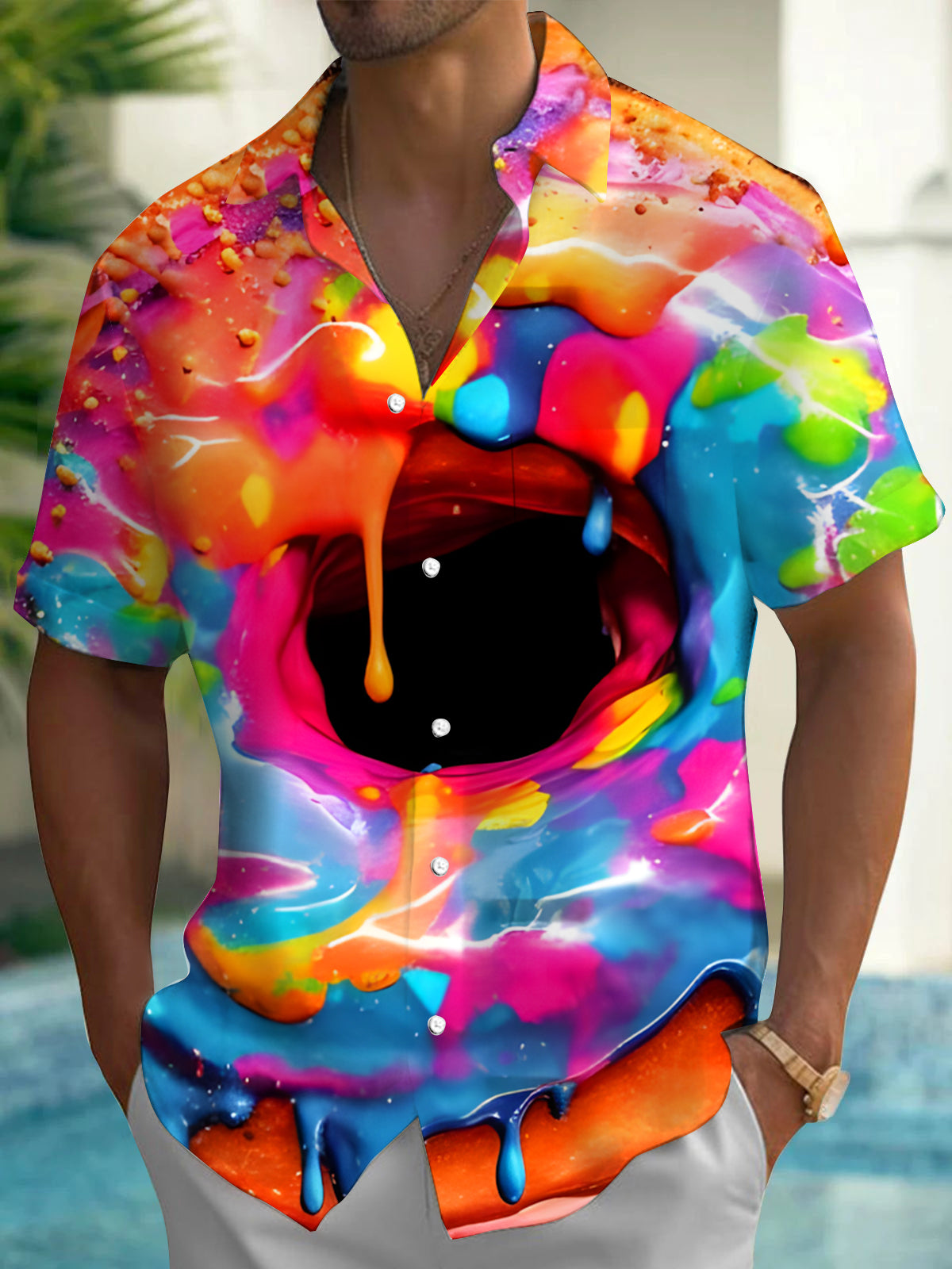 Donut Men's Pocket Short Sleeve Shirts