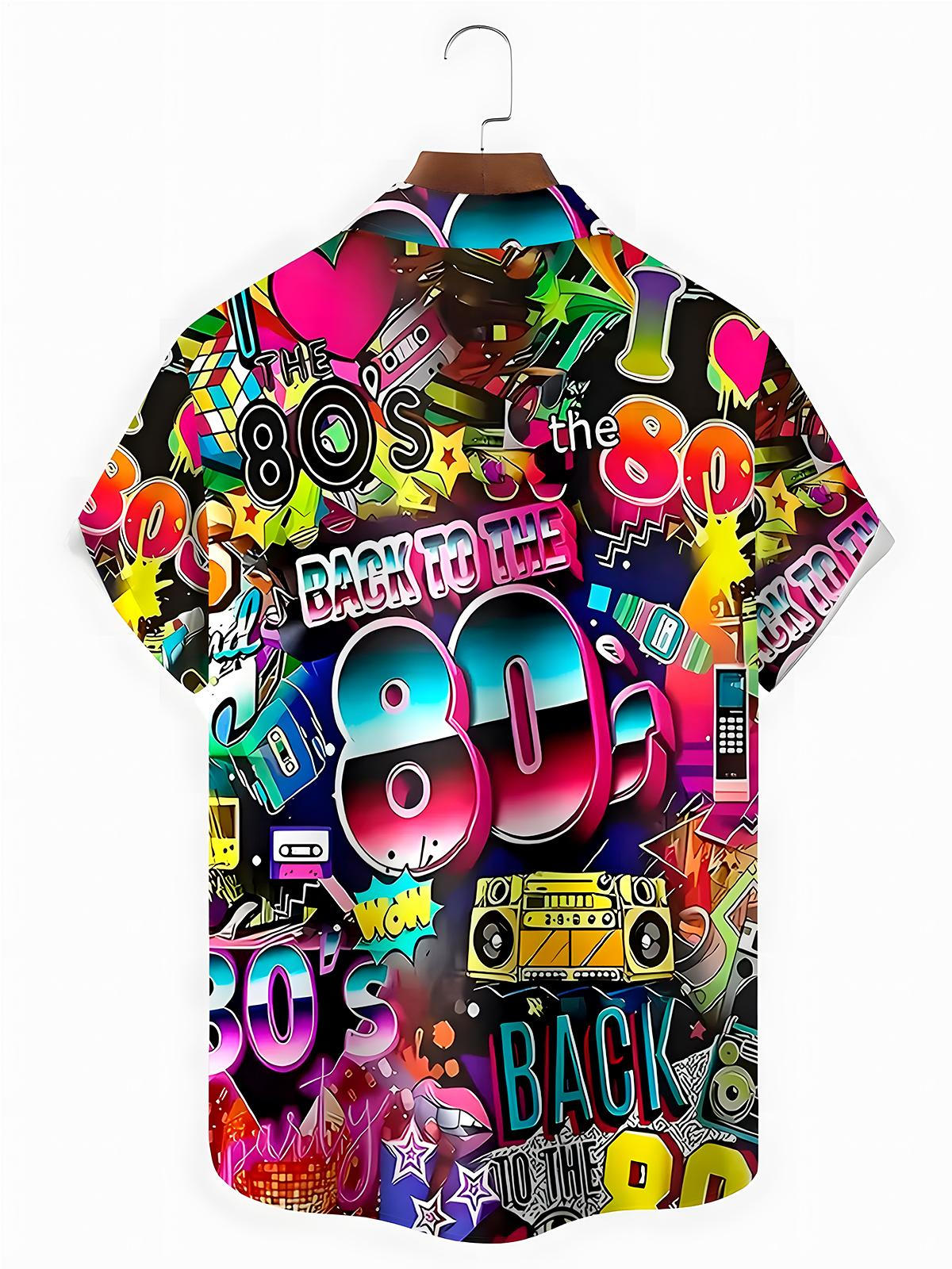 80's Retro Music Men's Pocket Short Sleeve Shirts