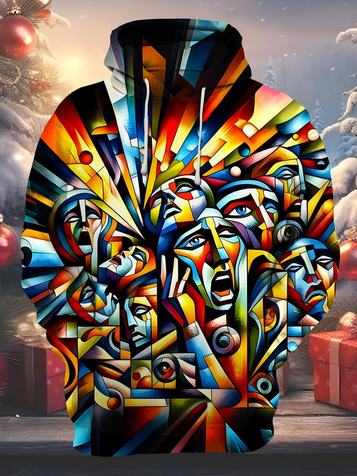 Art Face Men's Long Sleeve Pocket Hoodies