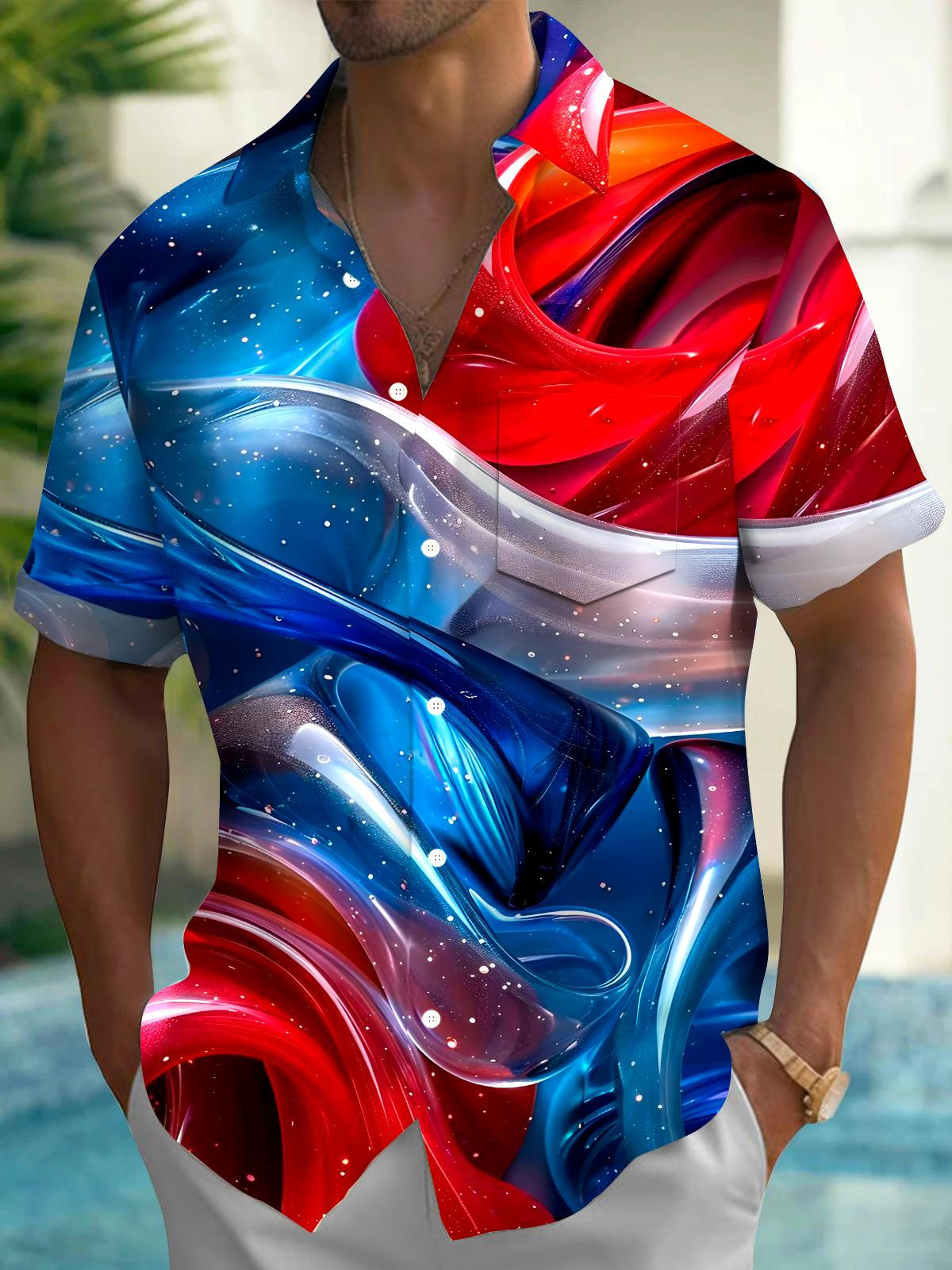 Independence Day Abstract Men's Pocket Short Sleeve Shirts