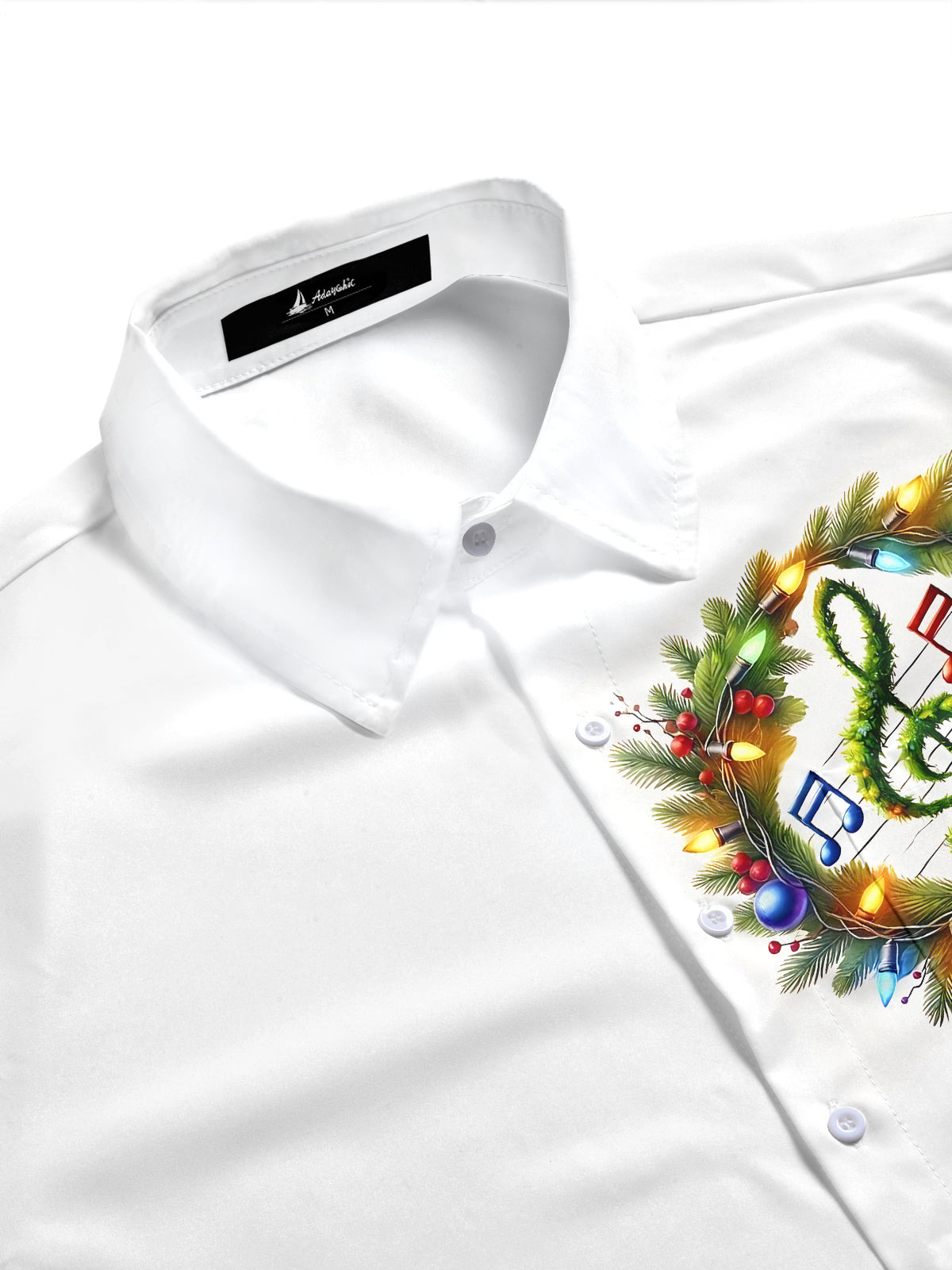 Christmas Note Print Men's Pocket Long Sleeve Shirts