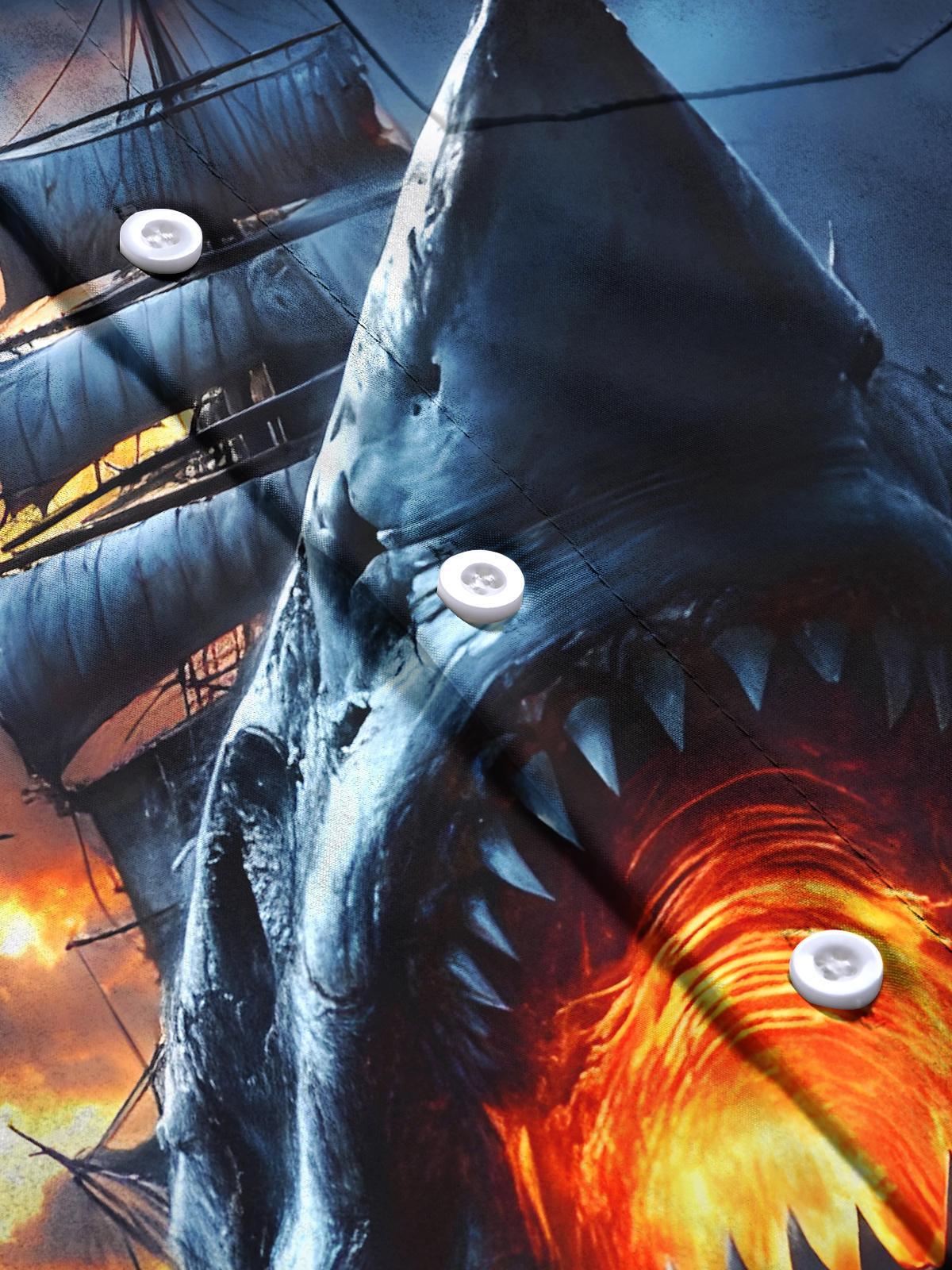 Shark Boat Men's Pocket Short Sleeve Shirts