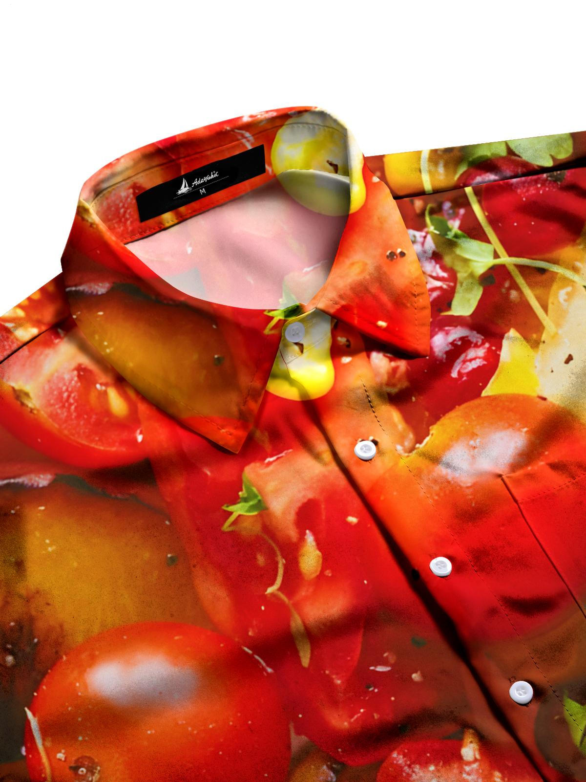 Salad Print Men's Pocket Short Sleeve Shirts