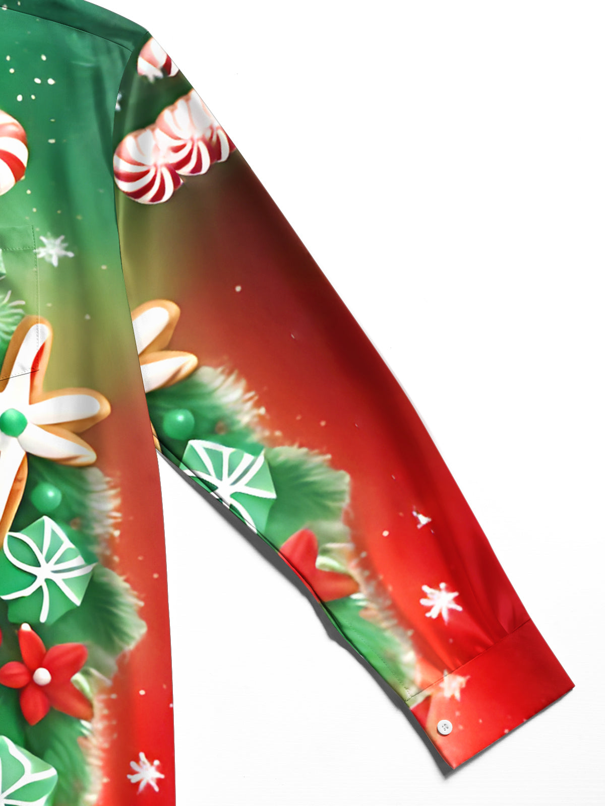 Christmas Gingerbread Man Print Men's Pocket Long Sleeve Shirts