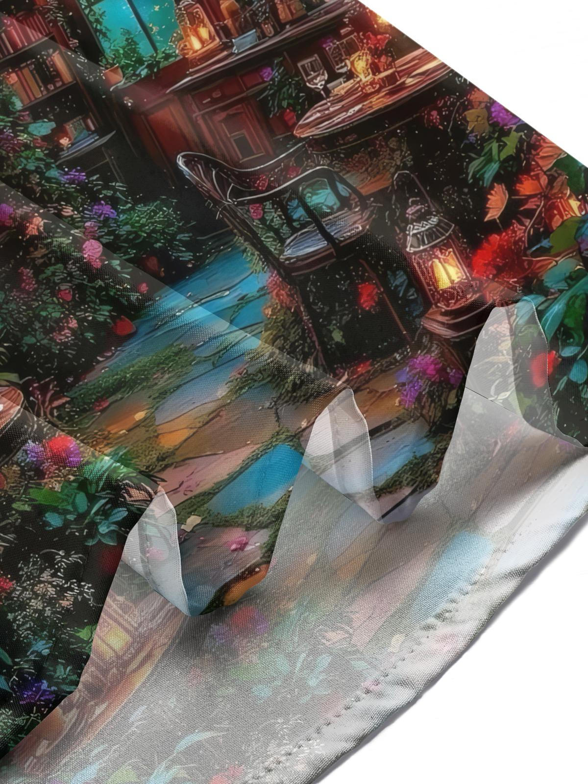 Floral Print Men's Pocket Long Sleeve Shirts