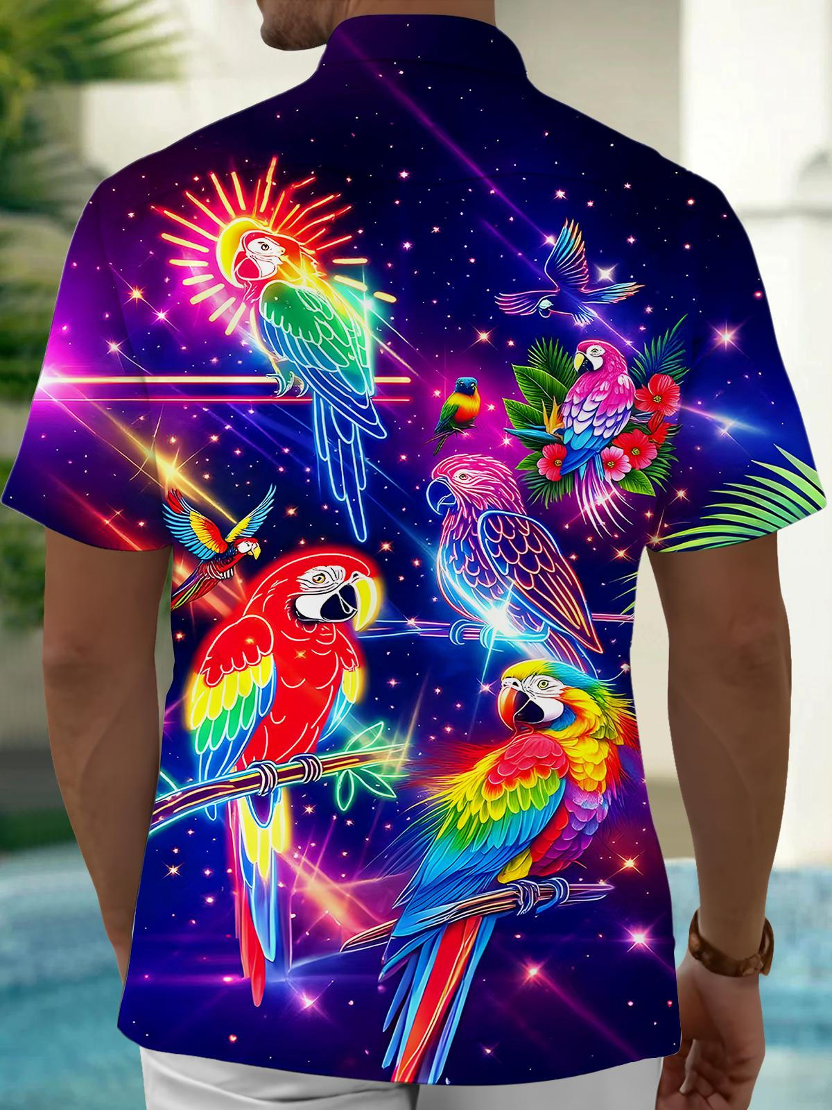 Hawaiian Parrot Leaf Men's Pocket Short Sleeve Shirts