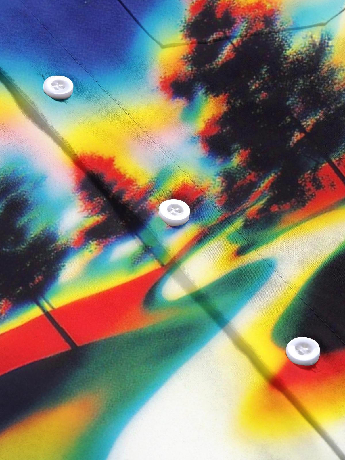 Abstract Tree Art Print Men's Pocket Short Sleeve Shirts