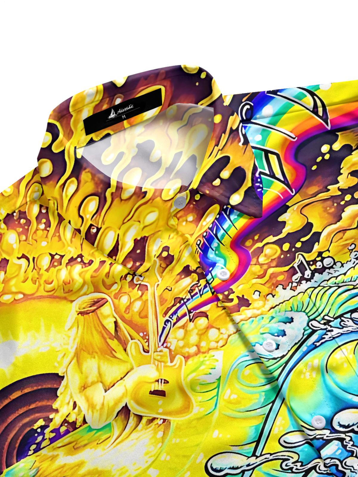 Abstract Art Print Men's Pocket Short Sleeve Shirts