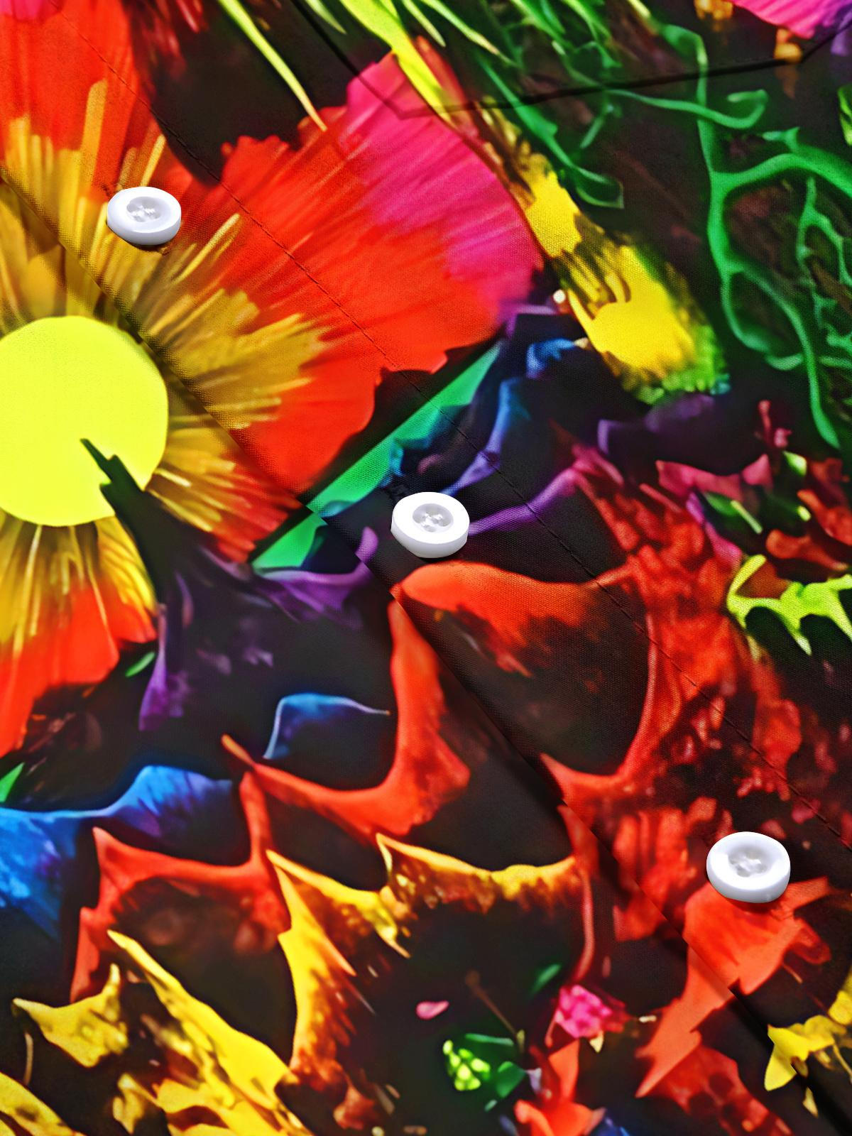 Abstract Landscape Print Men's Pocket Short Sleeve Shirts