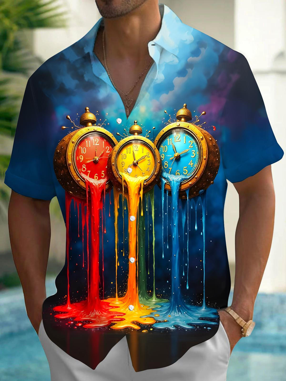 Clock Men's Pocket Short Sleeve Shirts