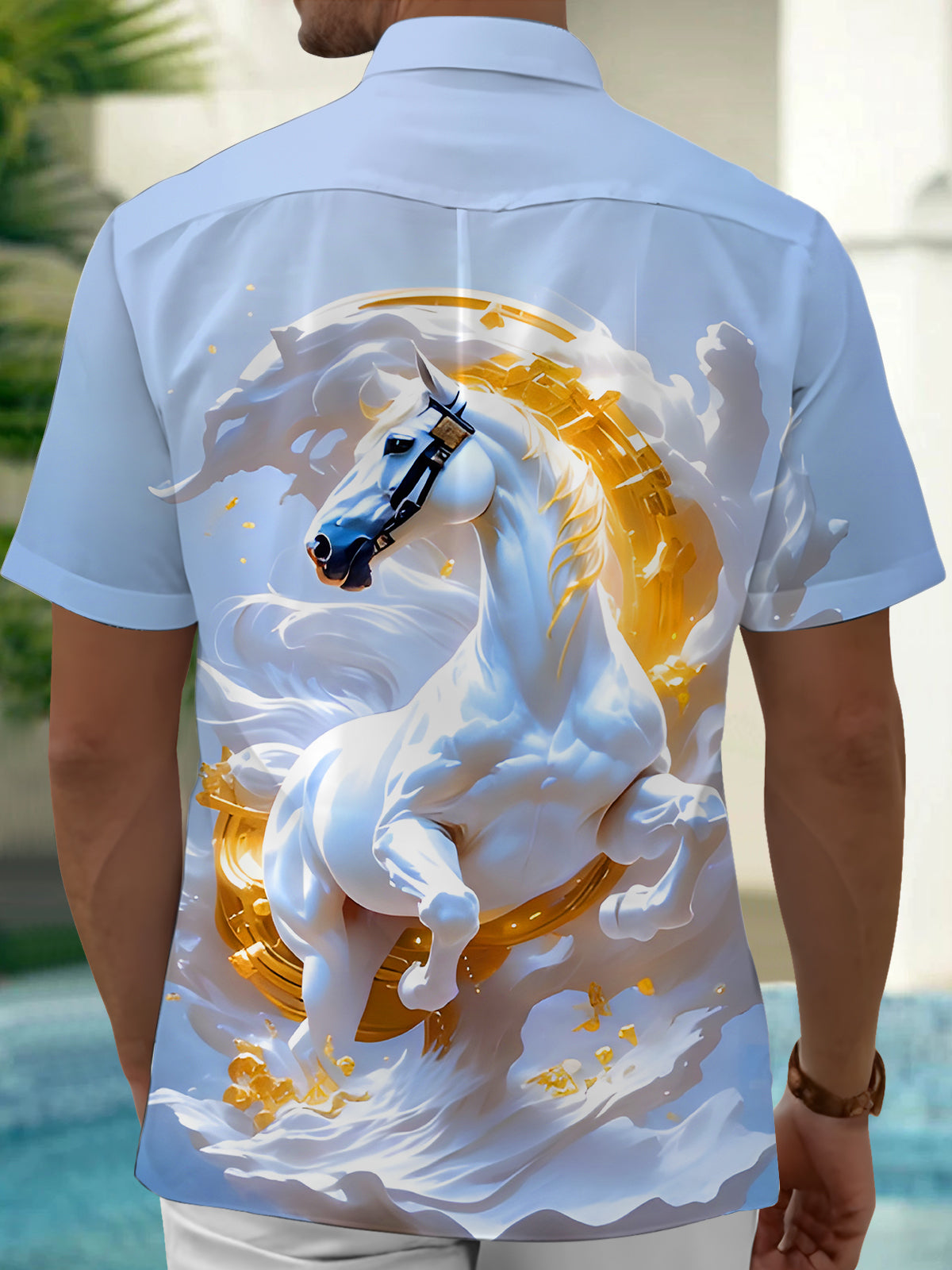 Art Horse Relief Men's Pocket Short Sleeve Shirts