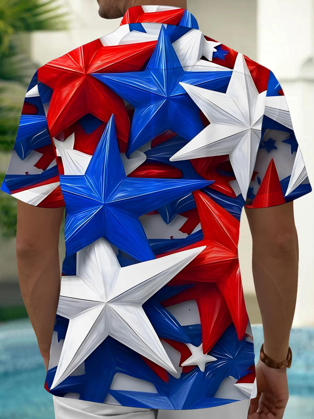 Independence Day Star Men's Pocket Short Sleeve Shirts