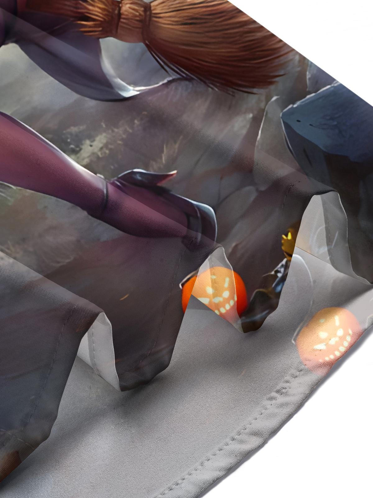 Halloween Witch Pumpkin Print Men's Pocket Short Sleeve Shirts