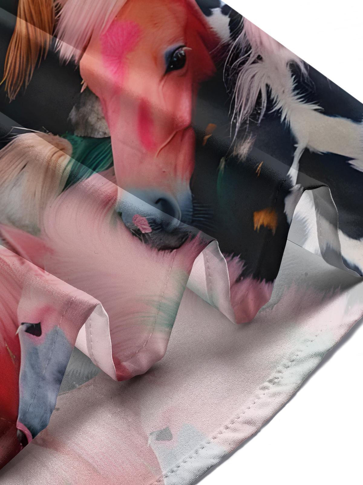 Horse Print Men's Pocket Short Sleeve Shirts