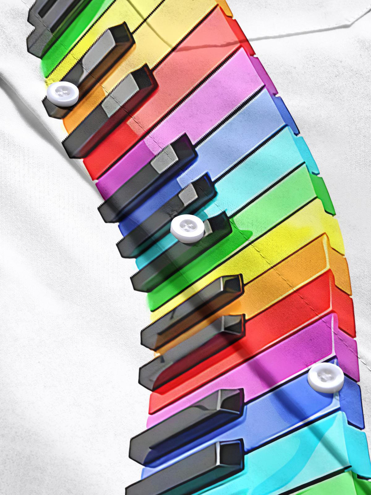 Piano Print Men's Pocket Short Sleeve Shirts