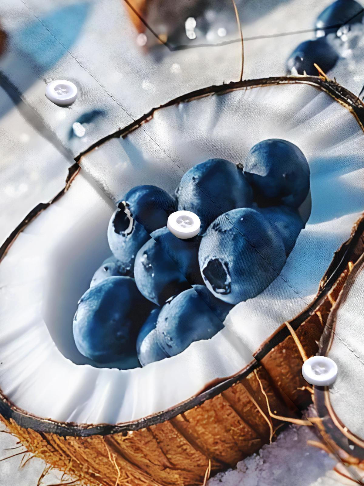 Blueberry Coconut Print Men's Pocket Short Sleeve Shirts