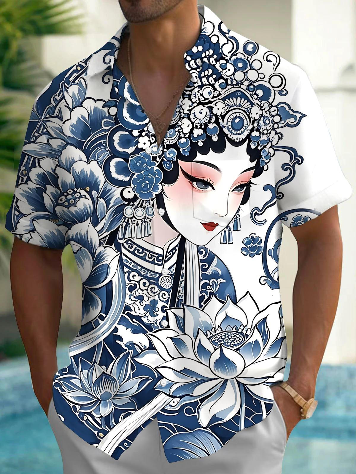Opera Art Print Men's Pocket Short Sleeve Shirts