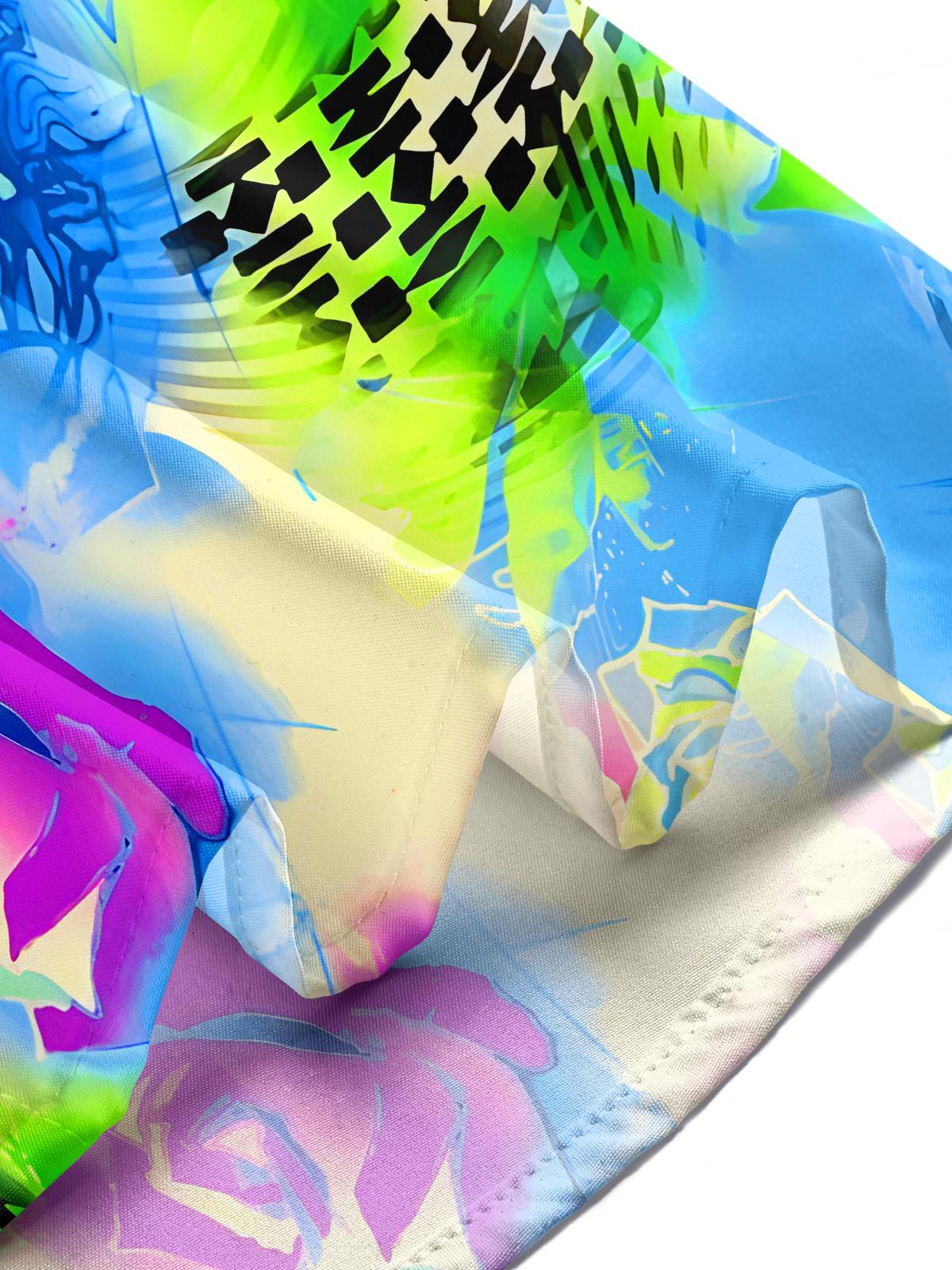 Hawaiian Tie Dye Abstract Men's Pocket Short Sleeve Shirts