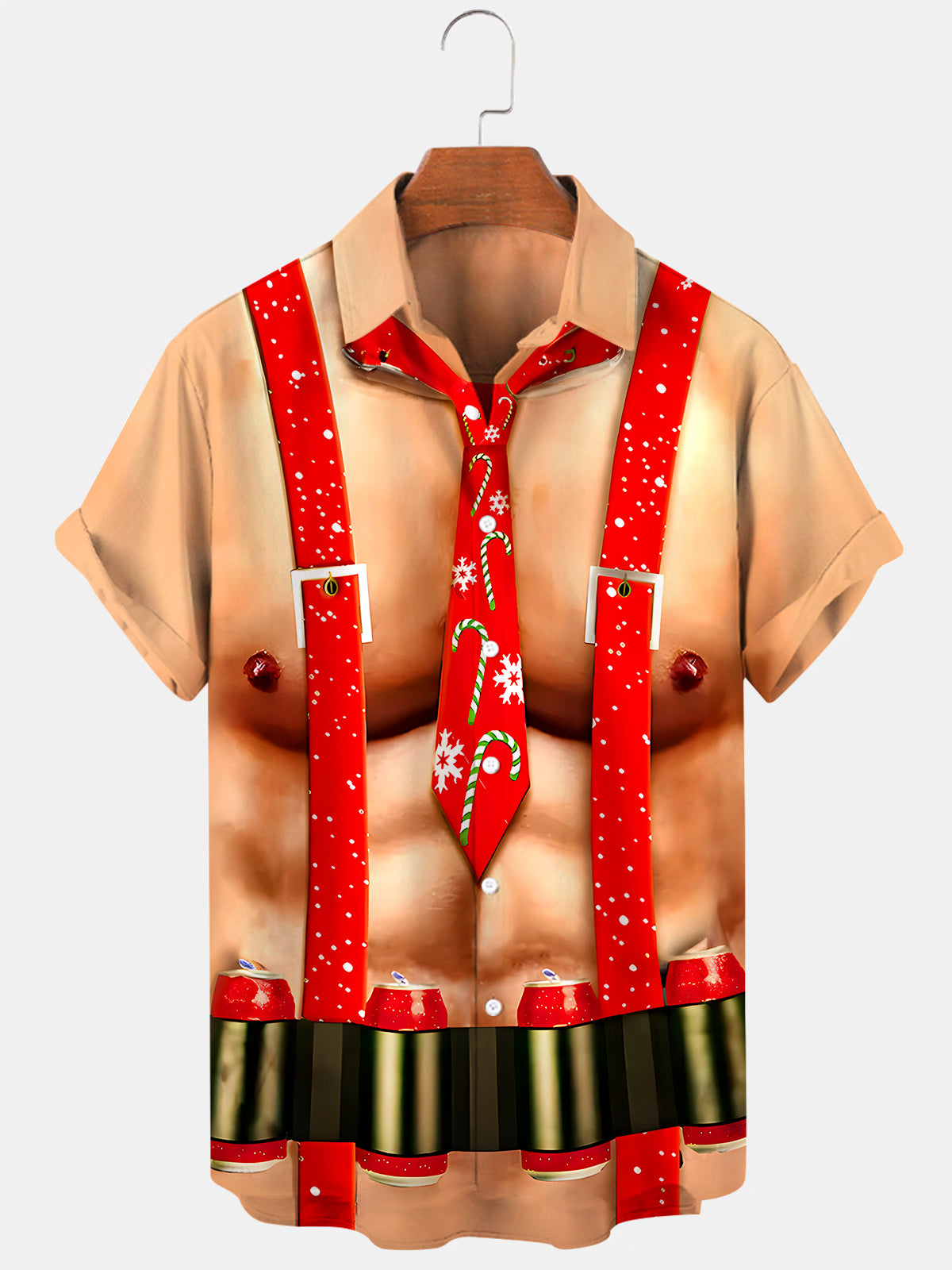 Funny Christmas Costume Men's Pocket Short Sleeve Shirts