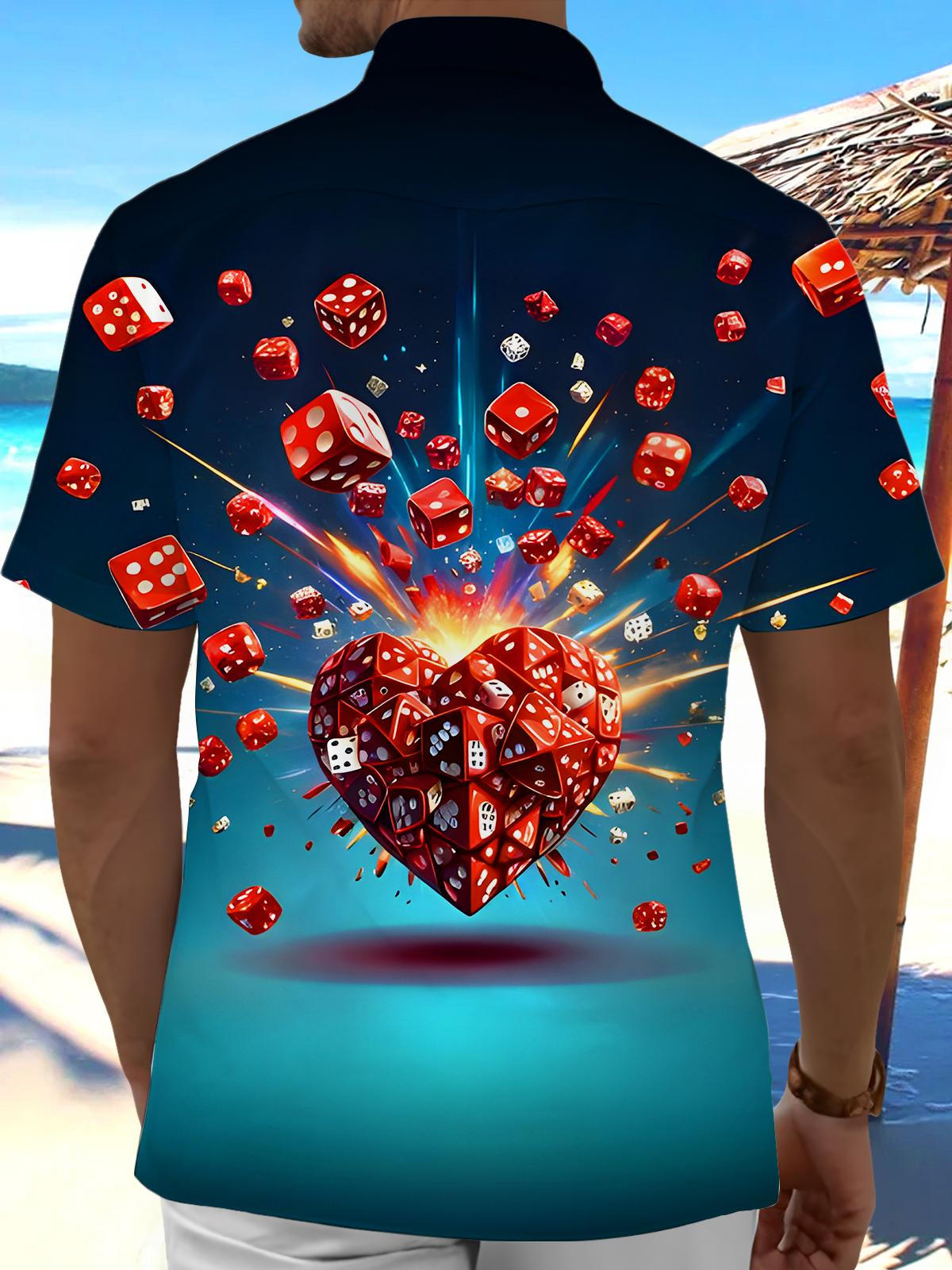 Fun Heart Dice Men's Pocket Short Sleeve Shirts