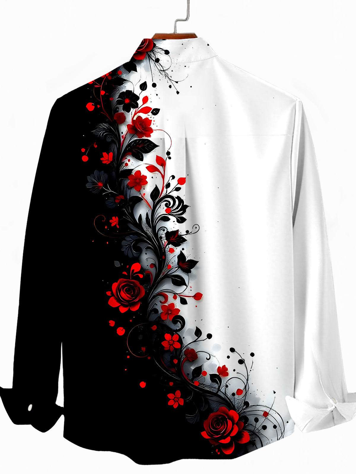 Floral Men's Pocket Long Sleeve Shirts