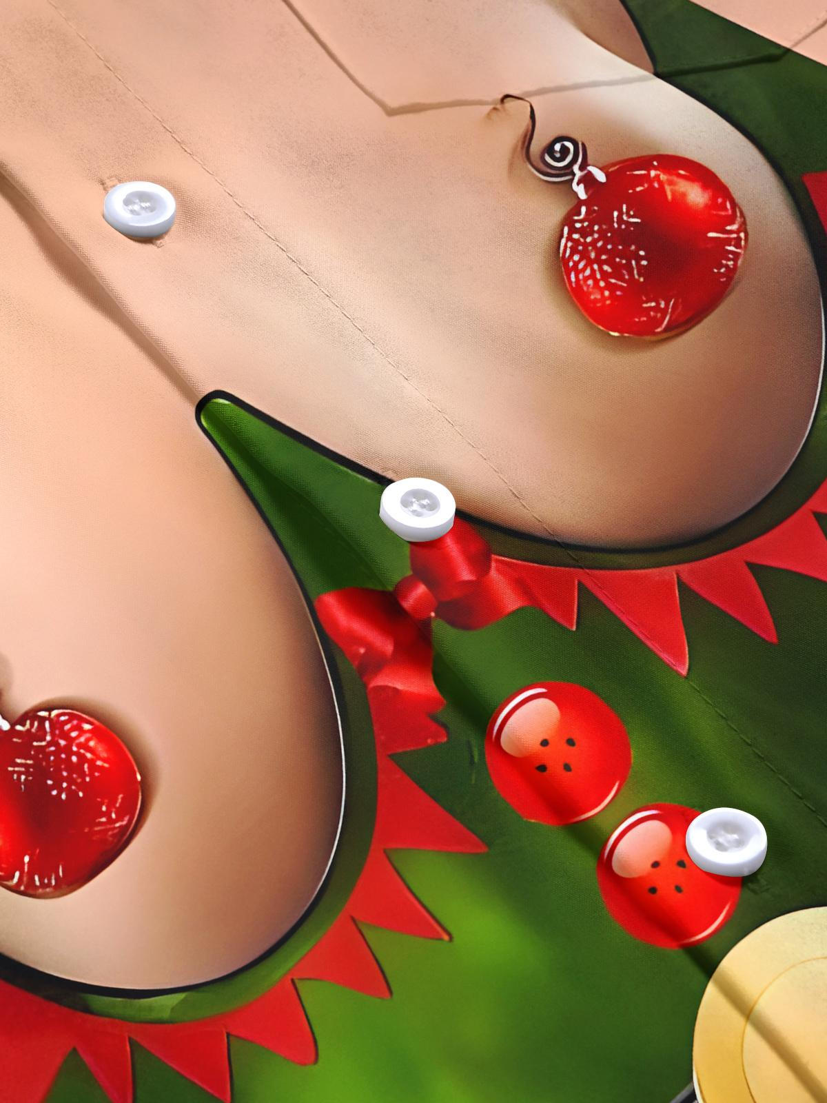 Funny Christmas Costume Men's Pocket Short Sleeve Shirts