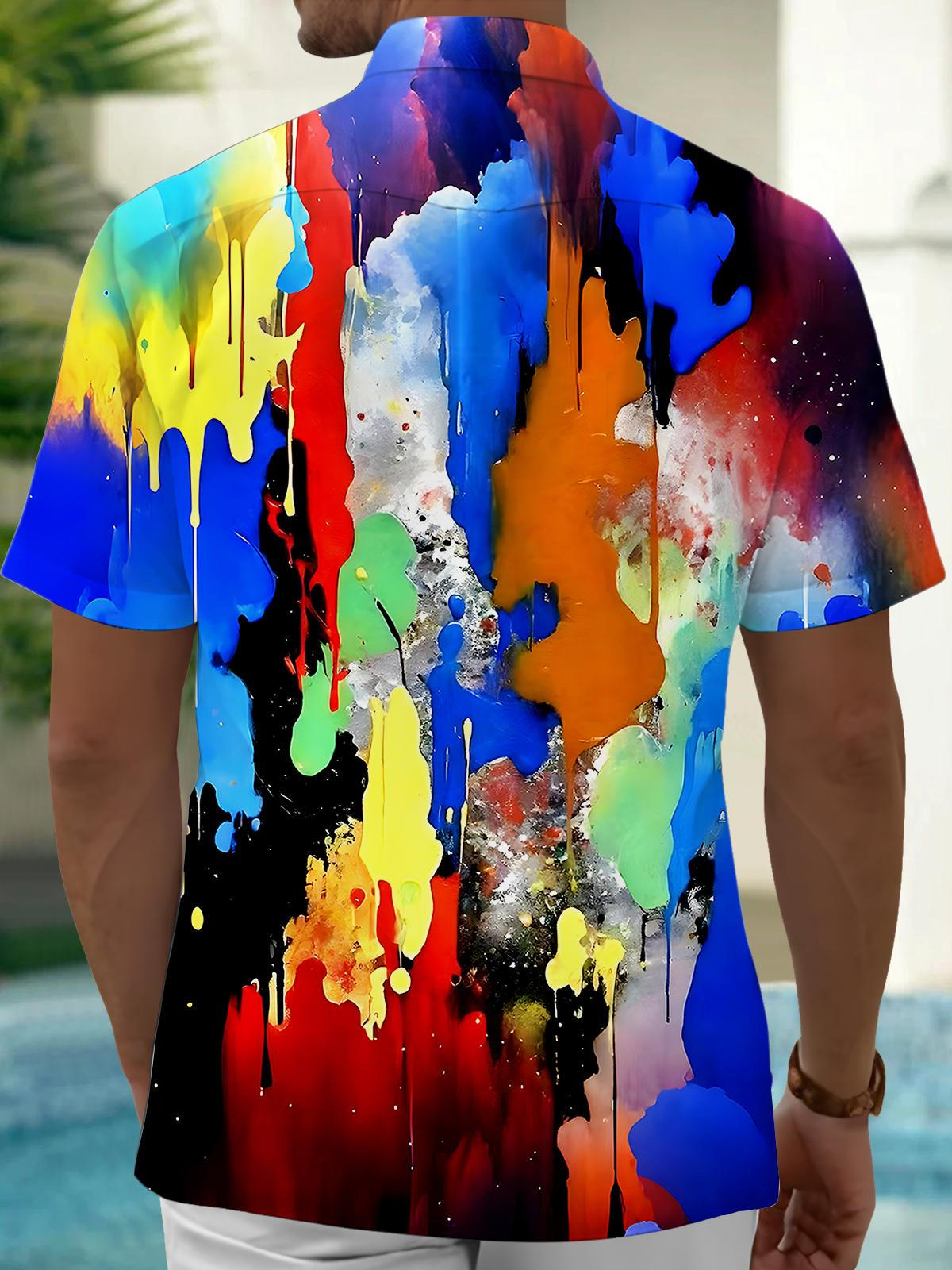 Abstract Tie Dye Men's Pocket Short Sleeve Shirts