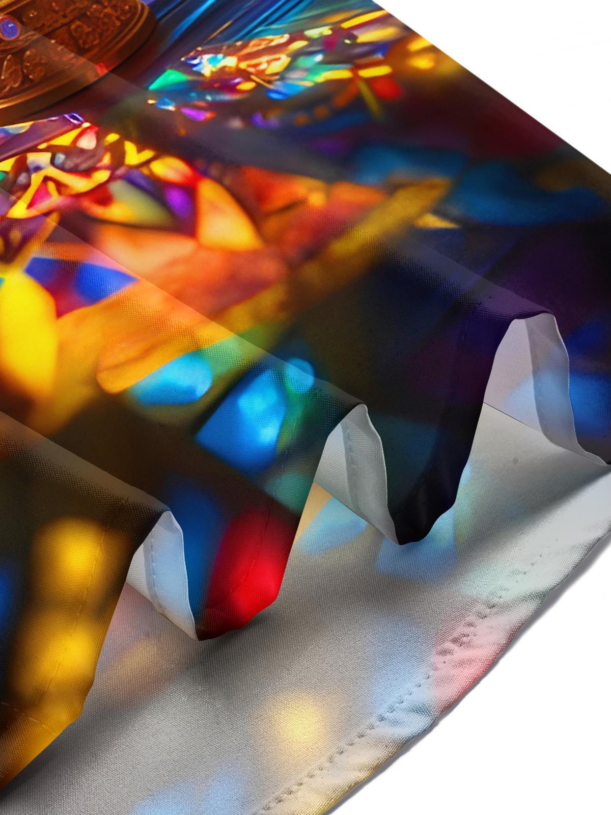 Stained Glass Church Windows Reflect Dazzling Light Shadow Crystal Ball Men's Pocket Short Sleeve Shirts