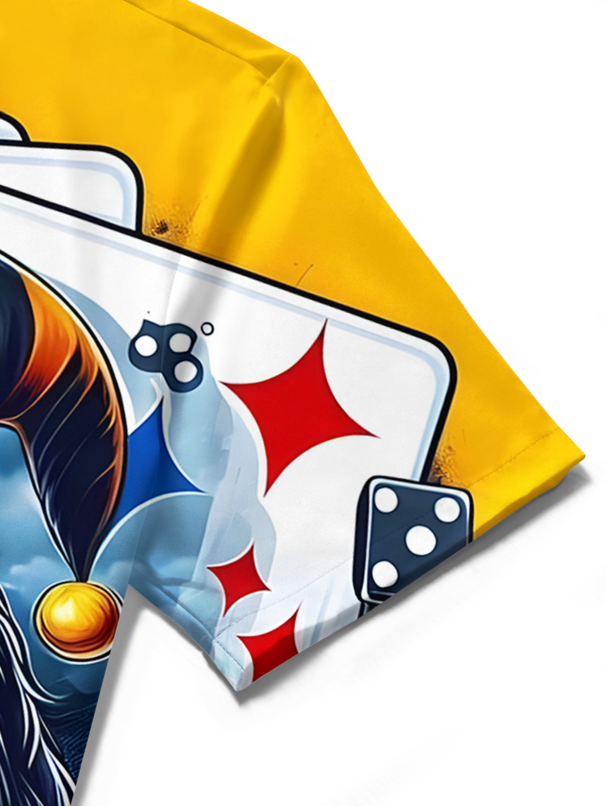 Fun Poker Clown Print Men's Pocket Short Sleeve Shirts