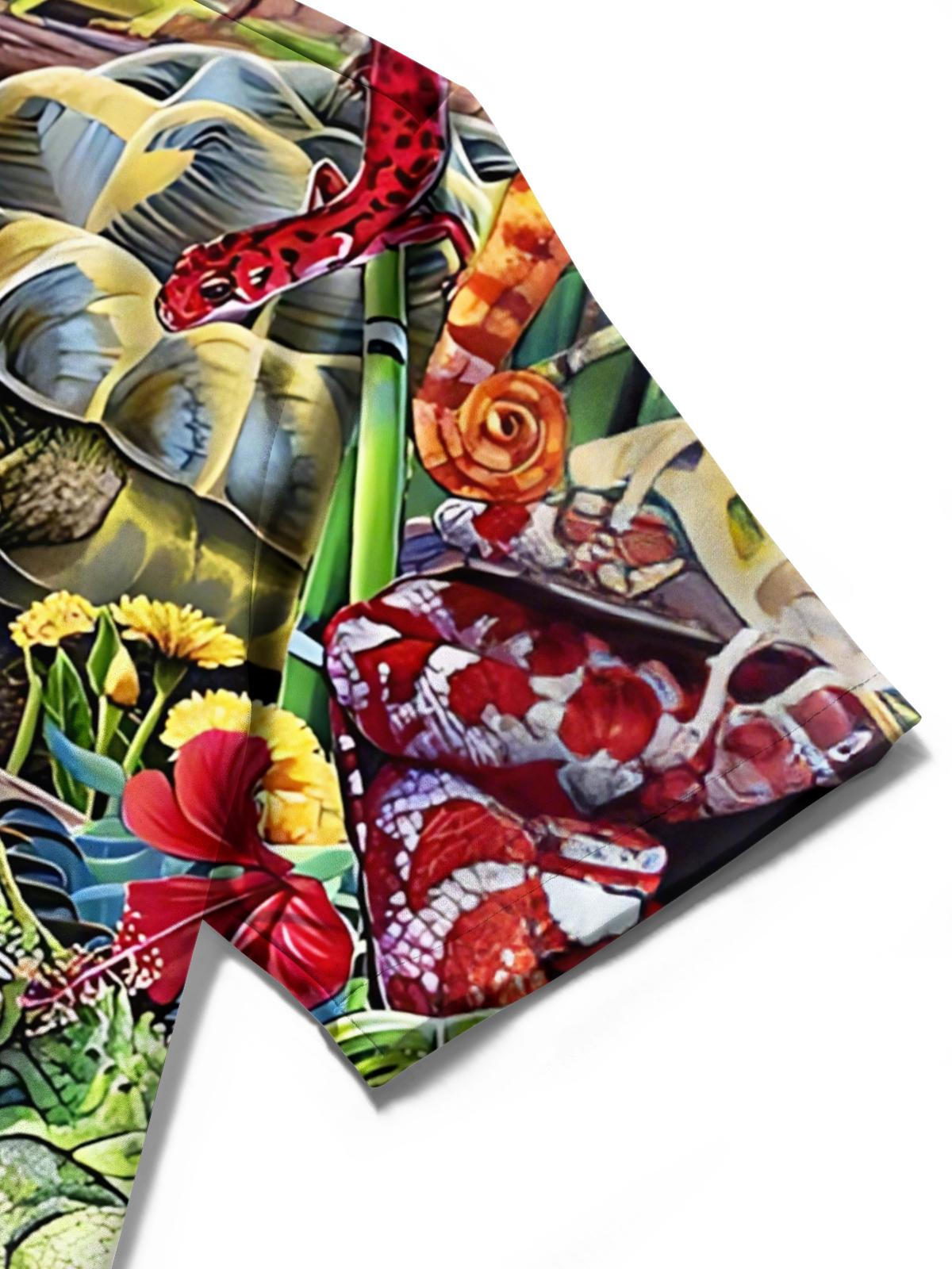 Hawaiian Animal Print Men's Pocket Short Sleeve Shirts