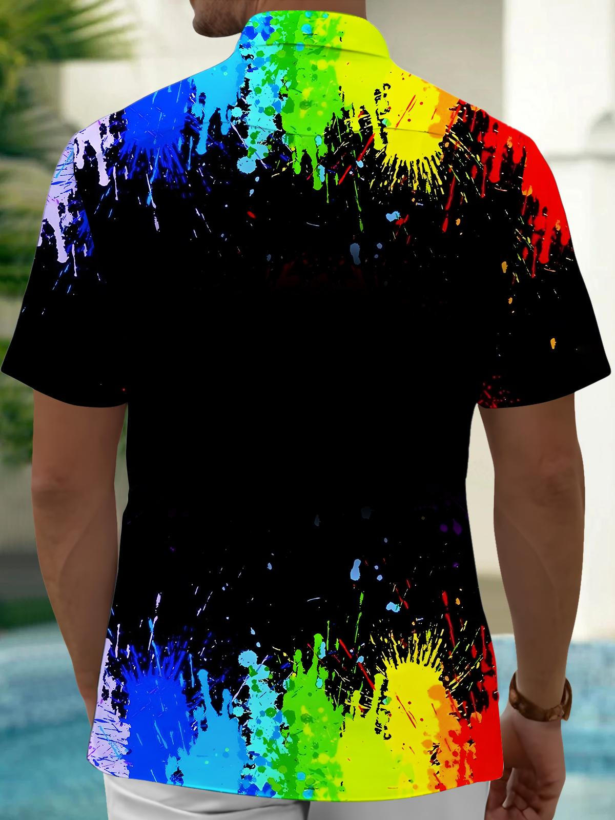 Tie Dye Rainbow Men's Pocket Short Sleeve Shirts