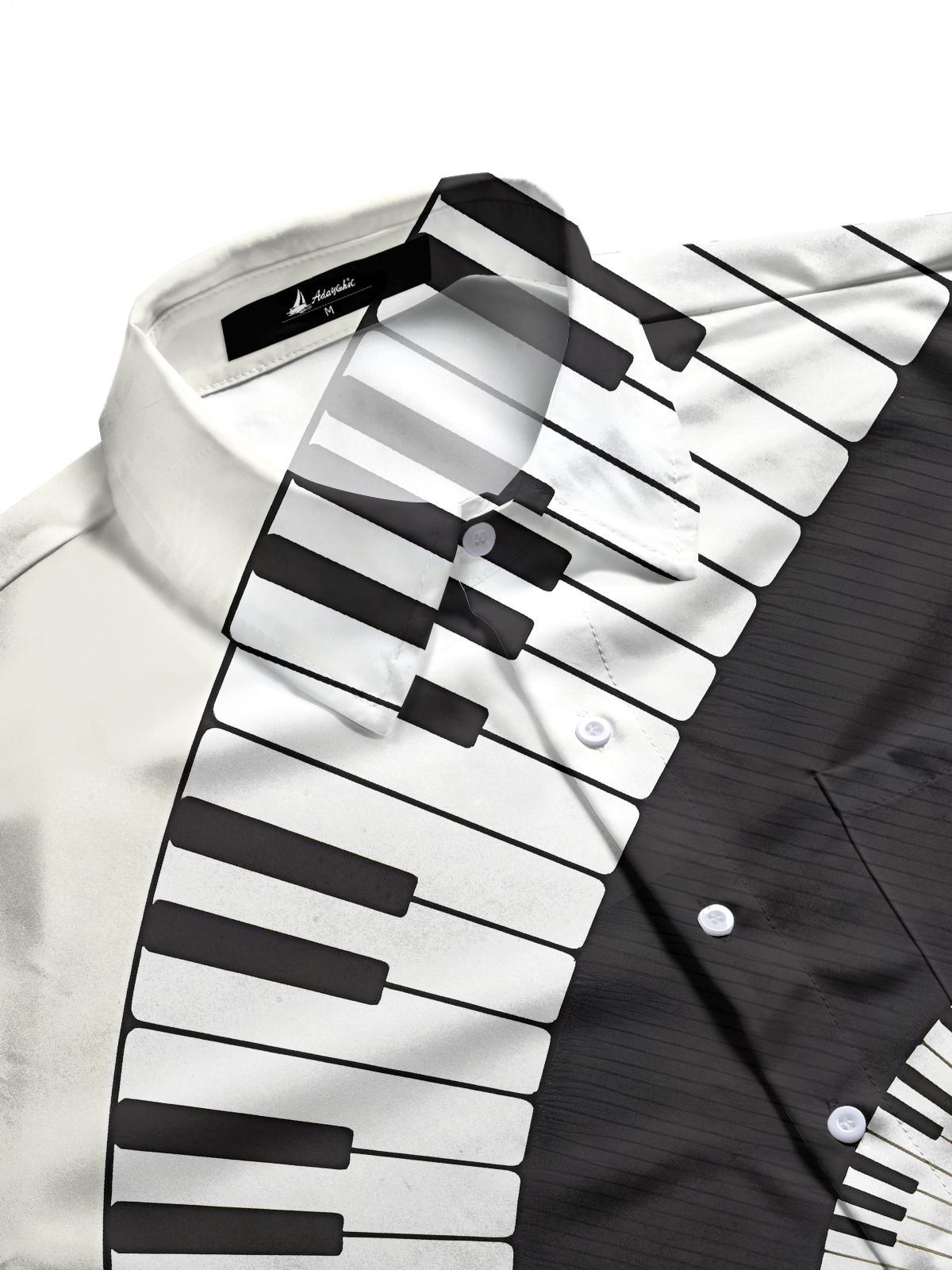 Piano Keys Men's Pocket Short Sleeve Shirts