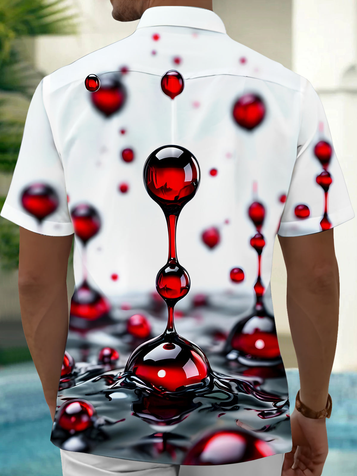 Water Drop Men's Pocket Short Sleeve Shirts