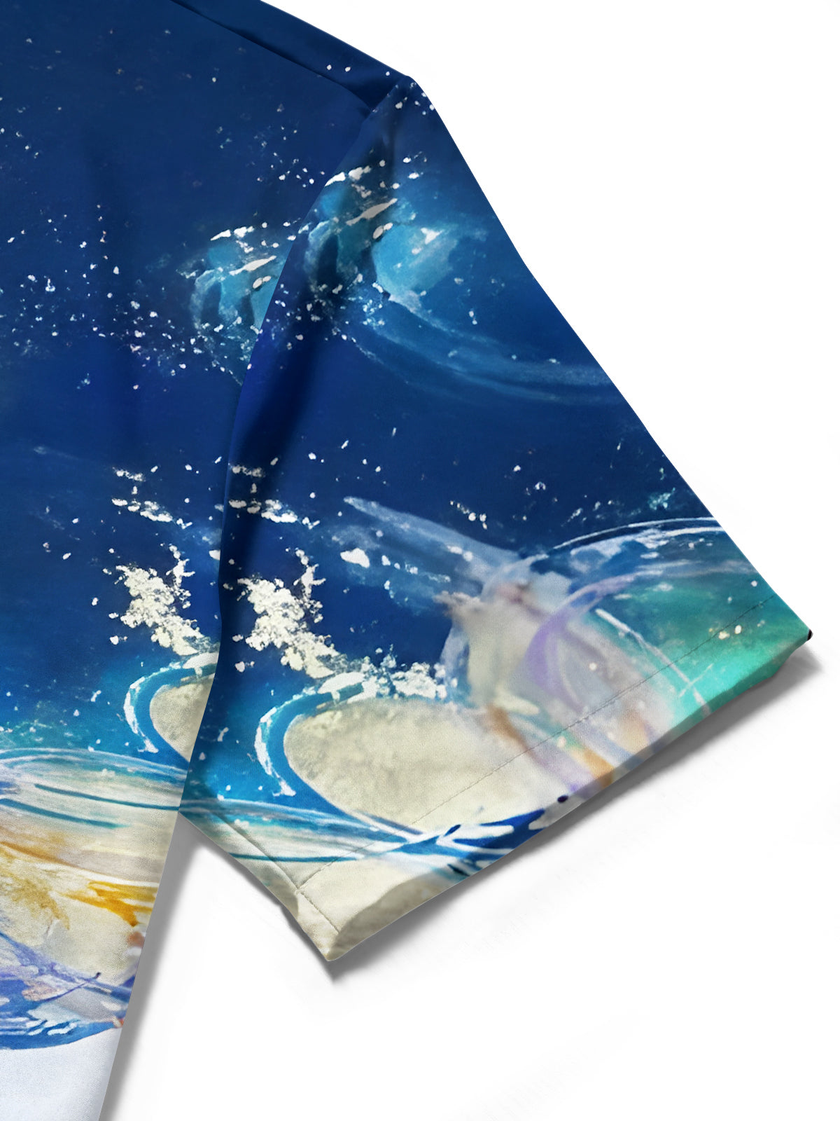 Contrasting Floral Water Ripples Men's Pocket Short Sleeve Shirts