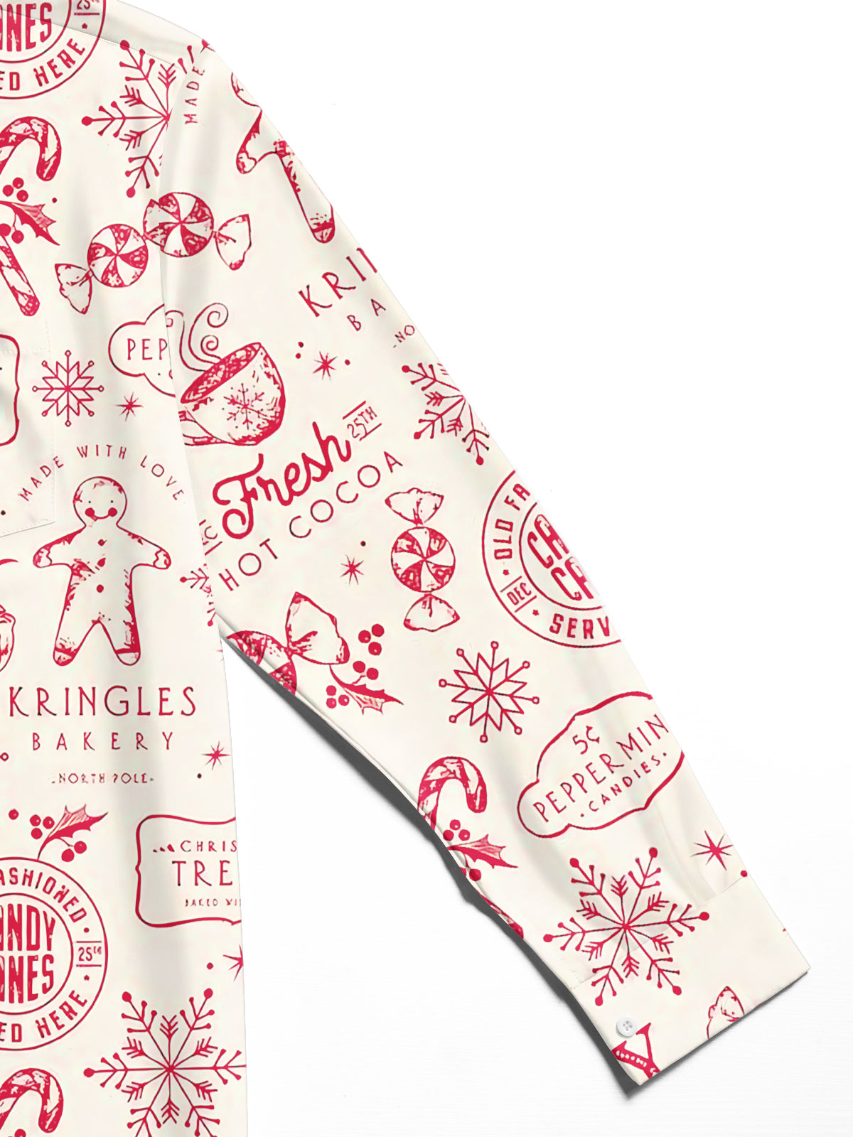 Christmas Print Men's Pocket Long Sleeve Shirts