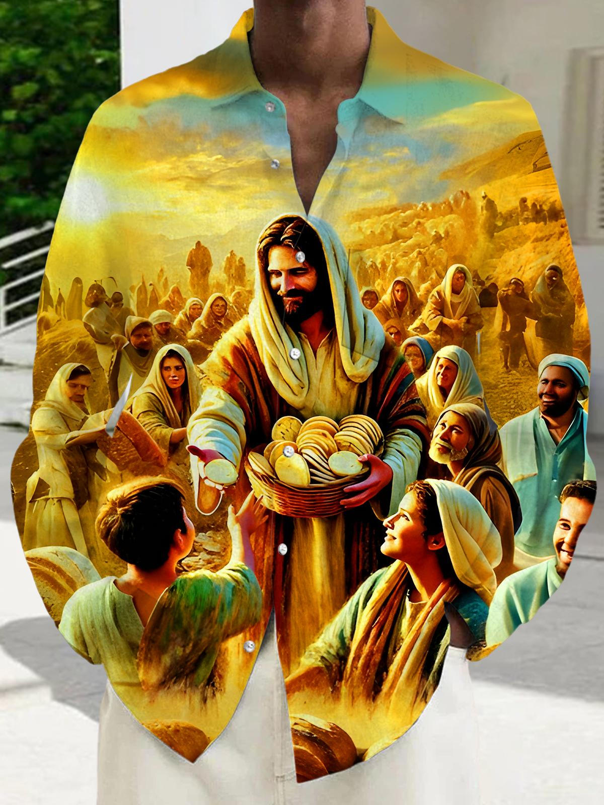 Jesus Religion Men's Pocket Long Sleeve Shirts