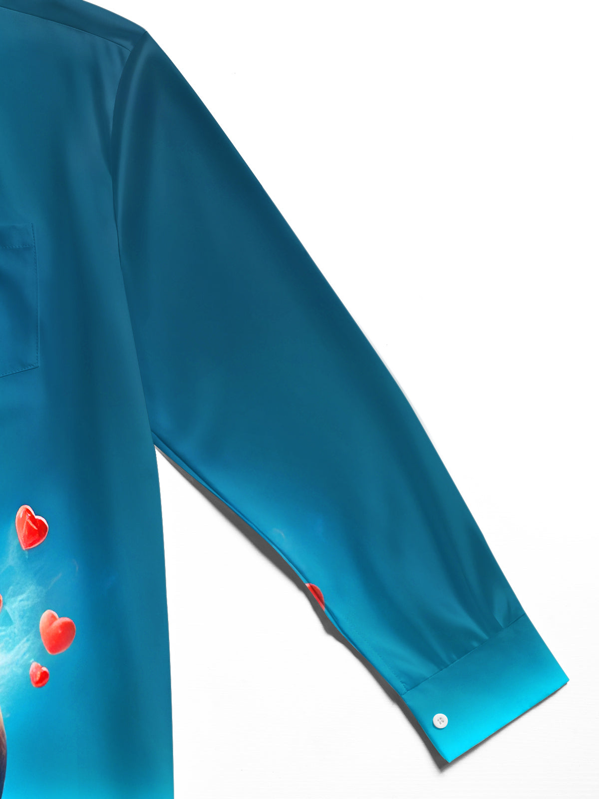 Funny Gradient Love Puppy Men's Pocket Long Sleeve Shirts