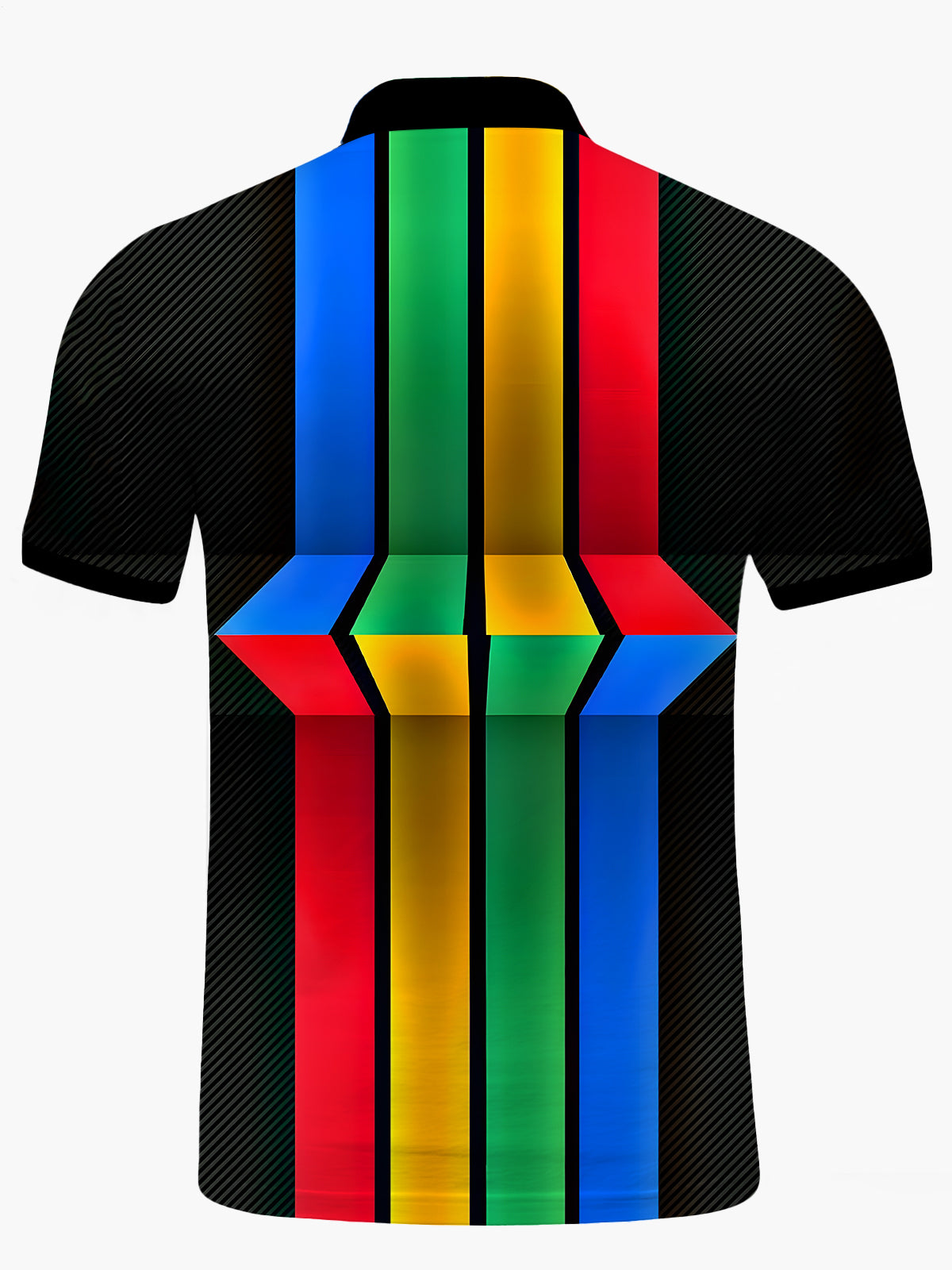 Stripe Men's Short Sleeve Button Polo Shirt