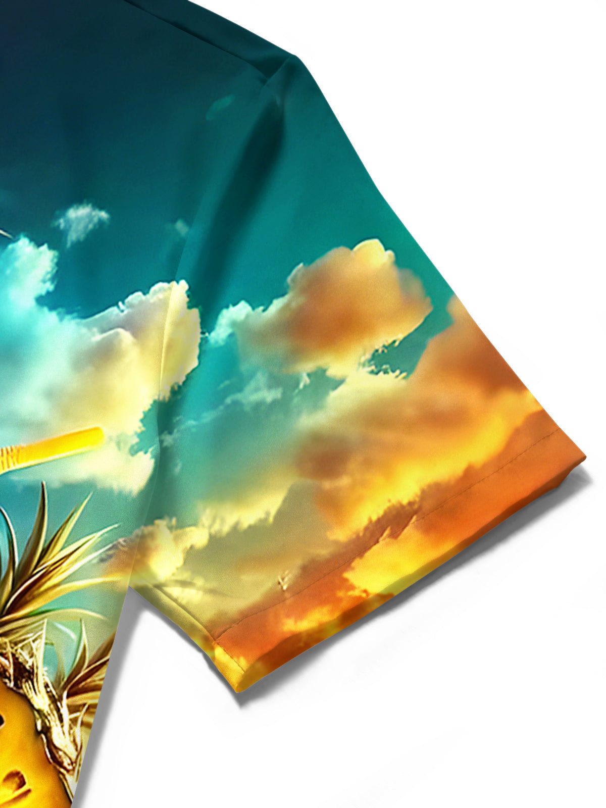 Hawaiian Cocktail Pineapple Men's Pocket Short Sleeve Shirts