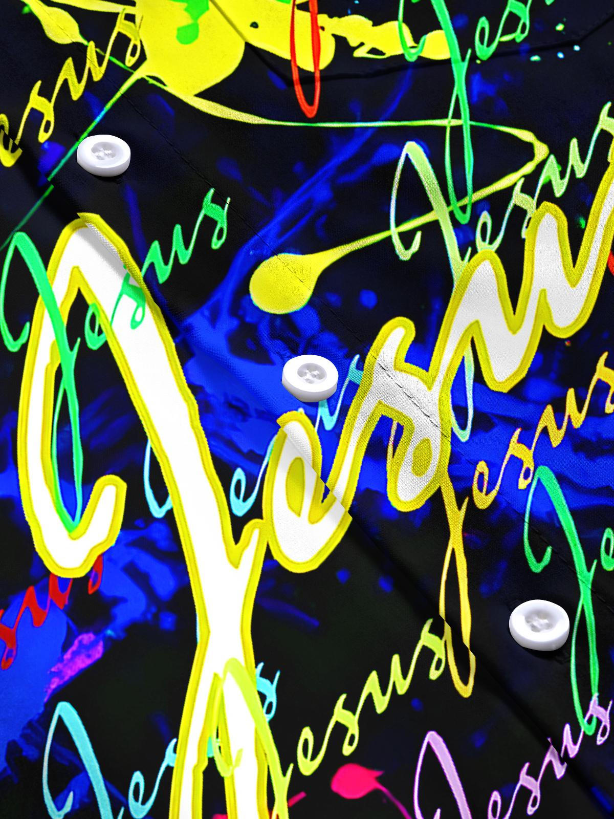 Jesus Tie Dye Men's Pocket Short Sleeve Shirts