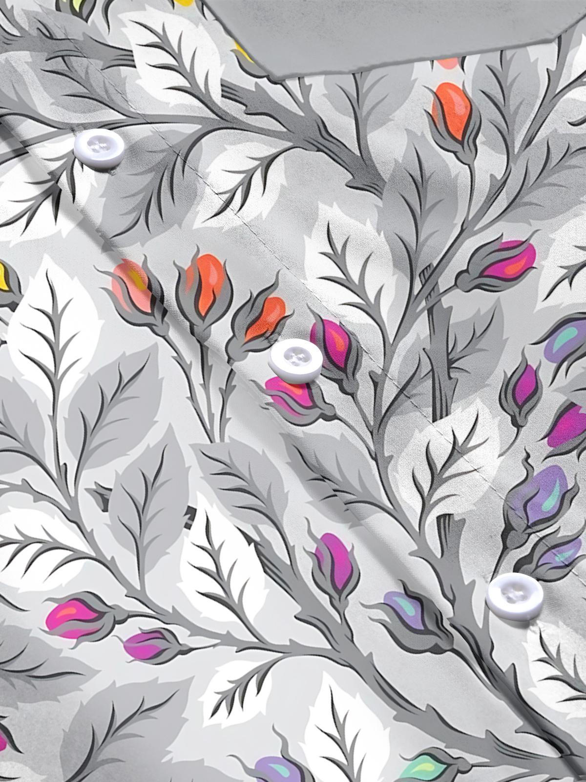 Plant Print Men's Pocket Short Sleeve Shirts