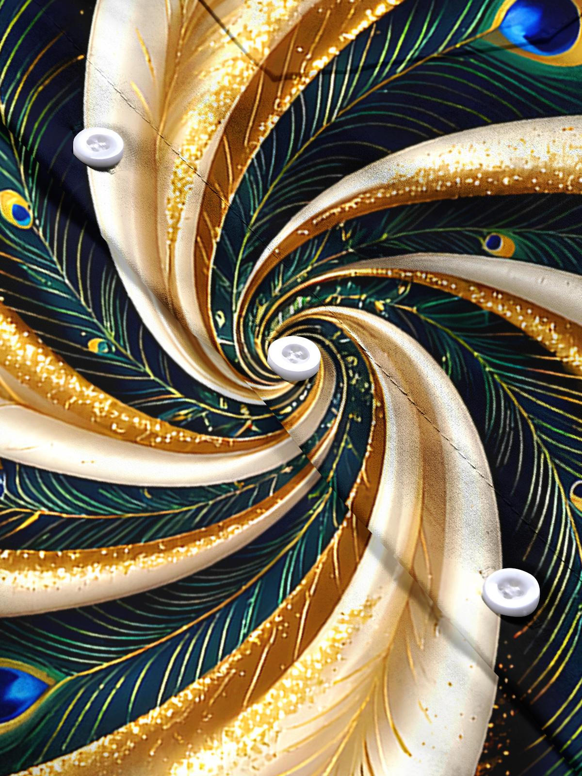 Peacock Feather Men's Pocket Short Sleeve Shirts