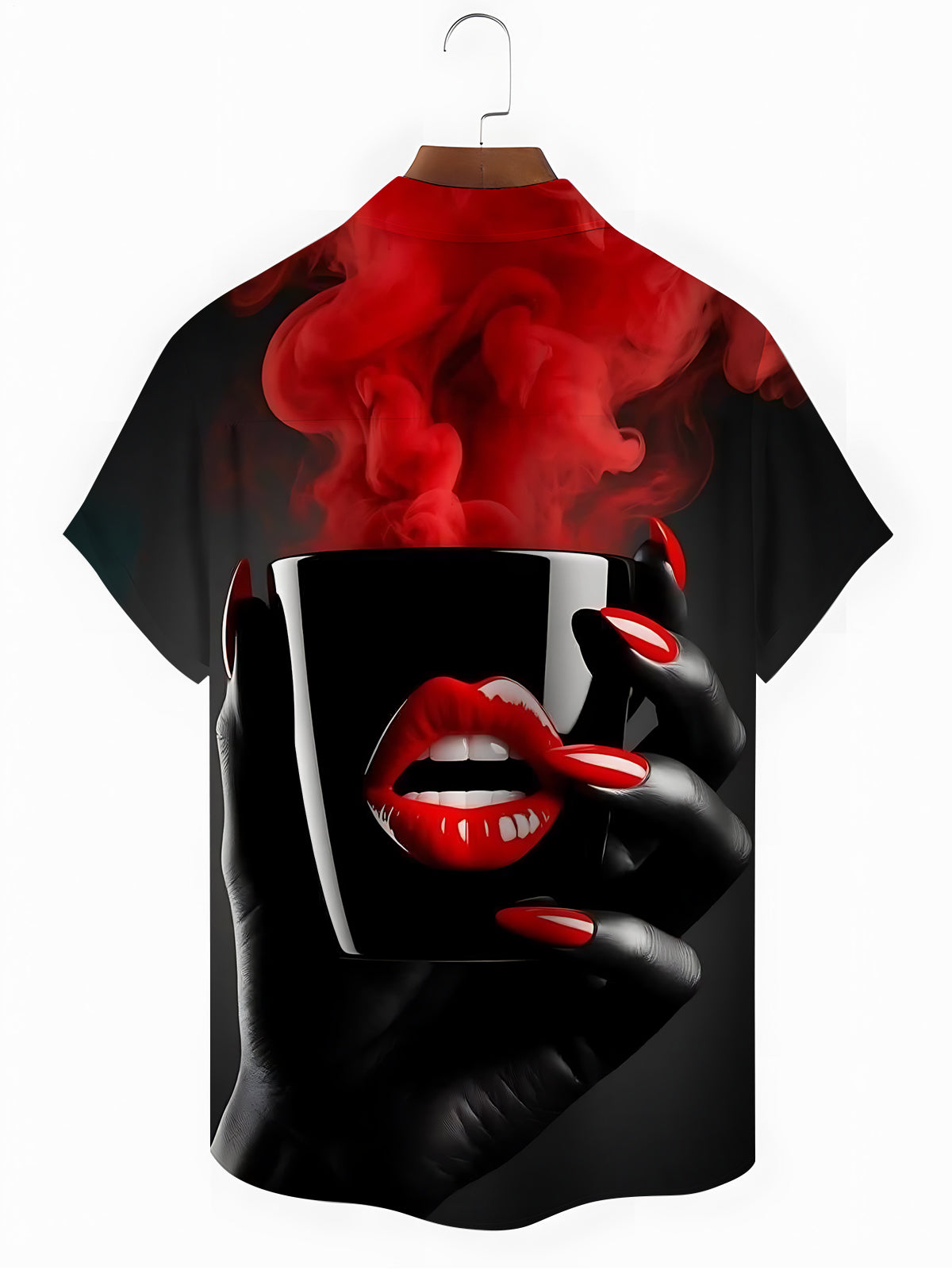 Lip Cup Art Print Men's Pocket Short Sleeve Shirts