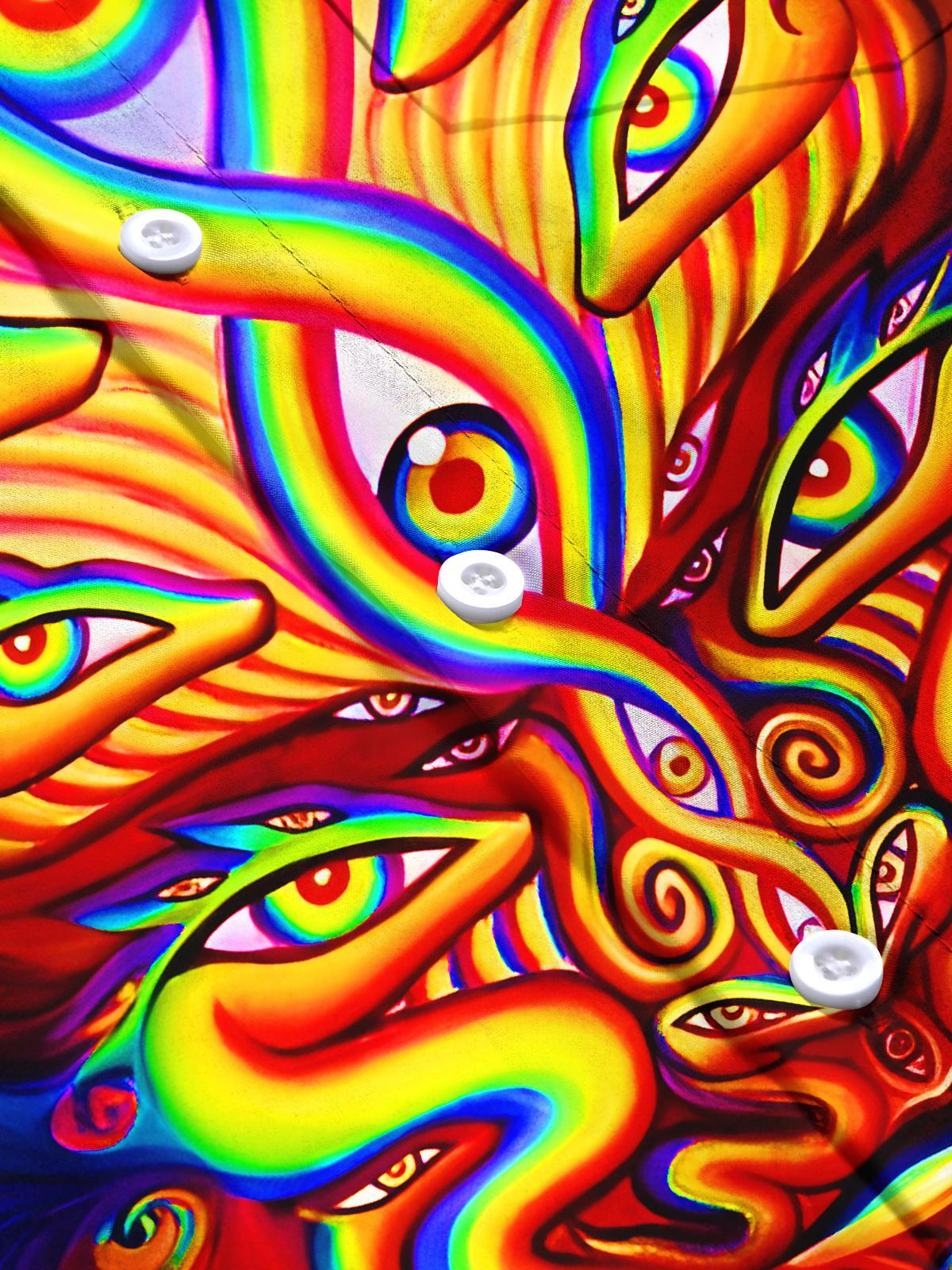 Psychedelic Abstract Face Men's Pocket Short Sleeve Shirts