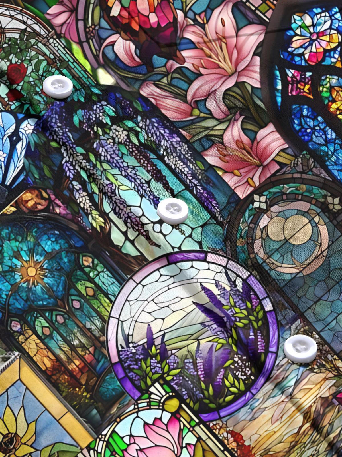 Glass Art Print Men's Pocket Long Sleeve Shirts