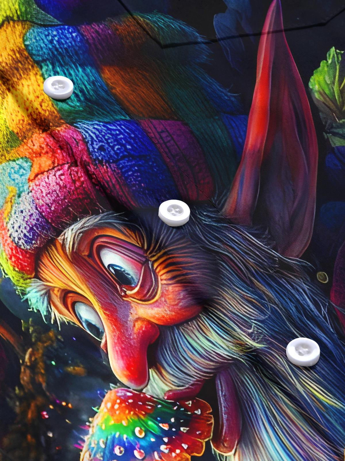 Funny Old Man Elf Mushroom Men's Pocket Long Sleeve Shirts